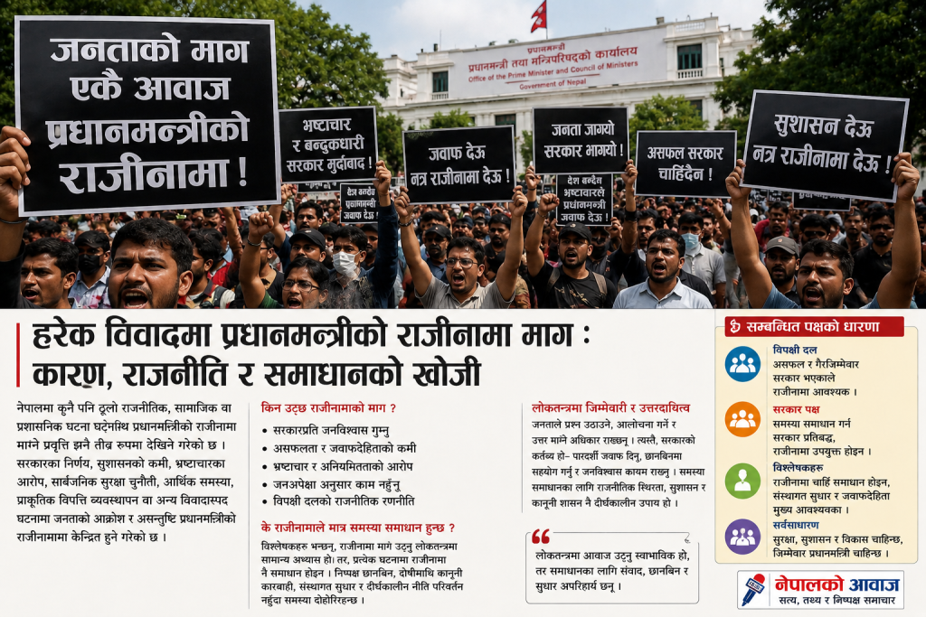 प्रधानमन्त्रीको राजीनामा मागबारे प्रतीकात्मक तस्वीर