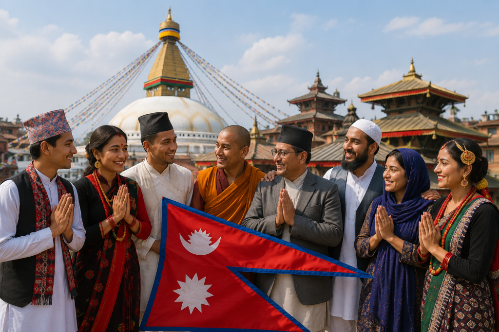 नेपालमा धार्मिक सद्भाव र सामाजिक एकताको प्रतीकात्मक दृश्य