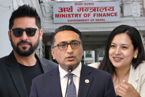 प्रधानमन्त्री बालेन्द्र शाह, अर्थमन्त्री स्वर्णिम वाग्ले र विदुषी राणासँग सम्बन्धित राजनीतिक घटनाक्रमको प्रतिनिधिमूलक दृश्य