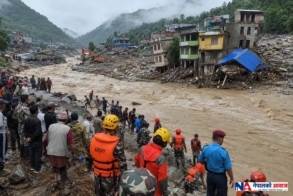 नेपालमा बाढी–पहिरोको अवस्था गम्भीर, उद्धार र खोजी जारी