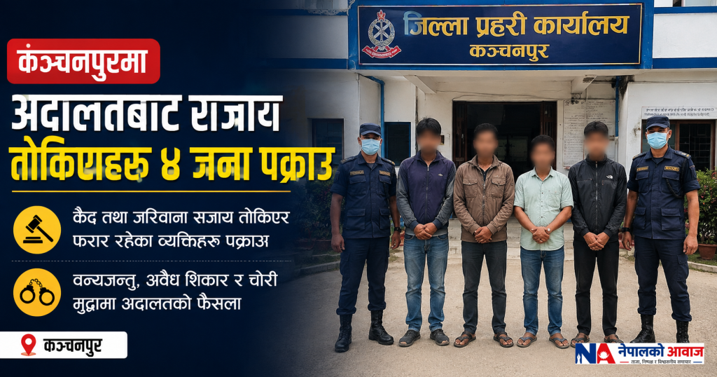 कञ्चनपुरमा अदालतबाट सजाय तोकिएका चार जना पक्राउ