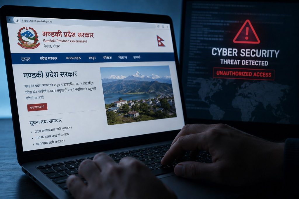 गण्डकी प्रदेश सरकारको वेबसाइट र साइबर सुरक्षा सम्बन्धी सांकेतिक तस्वीर