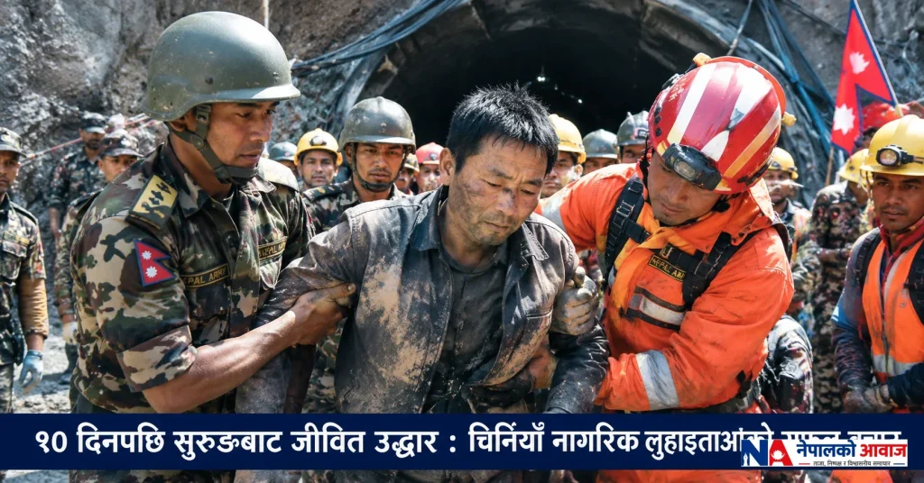 १० दिनपछि सुरुङबाट जीवित निस्किए चिनियाँ नागरिक, भोटेकोशी–त्रिशूली बाढीपछि उद्धारमा ठूलो सफलता