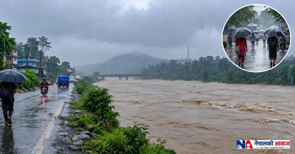 कञ्चनपुरमा भारी वर्षा जारी, नदी तथा खोलाको बहाव बढ्न सक्ने जोखिम