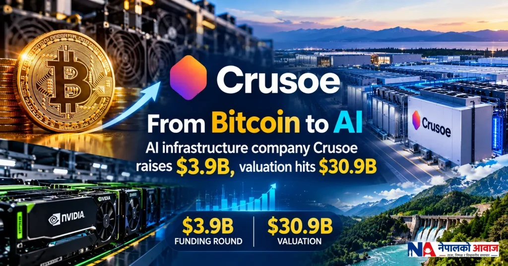 Bitcoin बाट AI सम्म: Crusoe को मूल्यांकन $30.9 अर्ब, एकैपटक उठायो $3.9 अर्ब