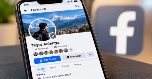 फेसबुक प्रोफाइलमा देखिएको नयाँ खैरो Facebook Verified चेकमार्कको सांकेतिक तस्बिर